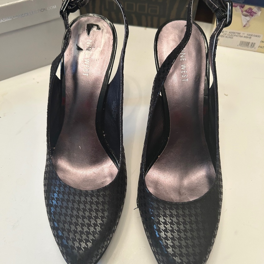 Black Heel strapped Nine West 4 inch heels